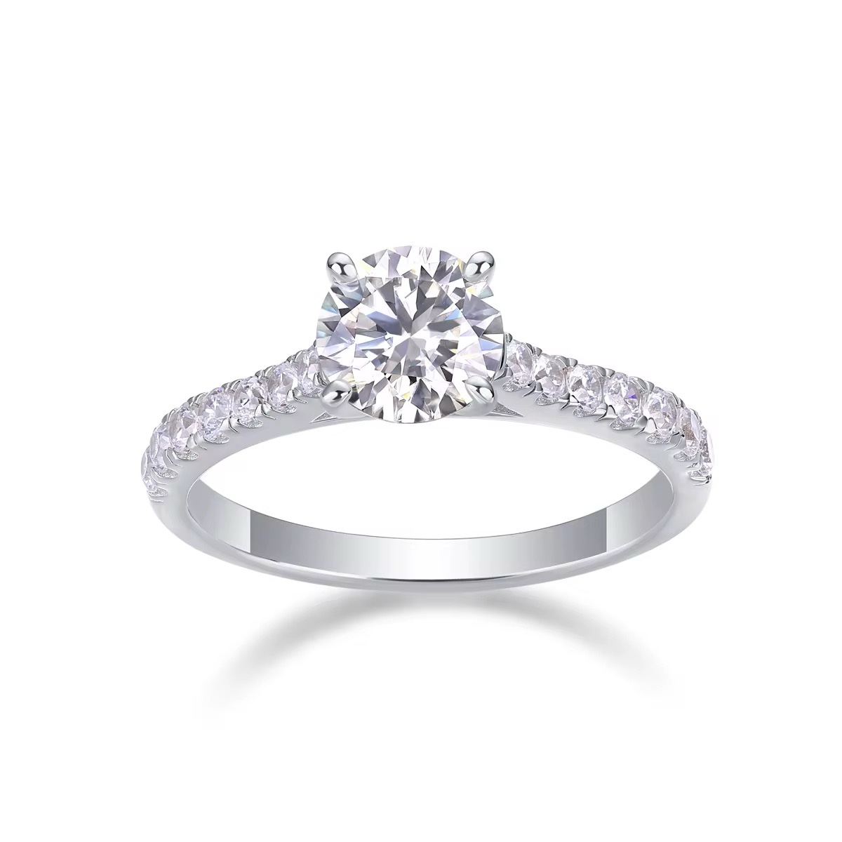 Bague solitaire classic 1 carat avec pavé