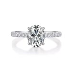 Bague solitaire ovale halo caché 2,0ct et 3,0ct