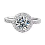 Bague solitaire brillant rond avec halo